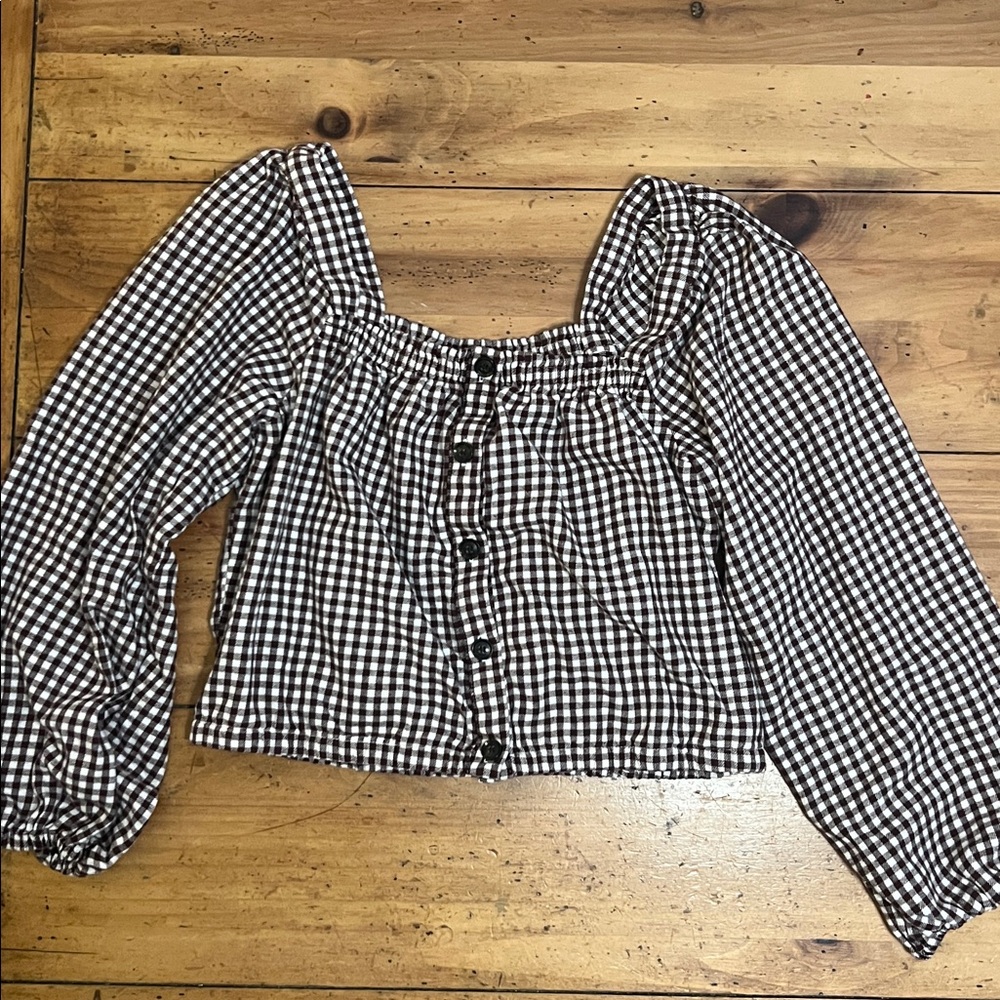 Madewell Plaid Puff Sleeve button down top size M - Picture 3 of 15